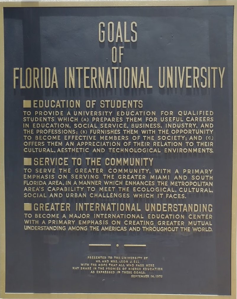 FIU Founding Goals Plaque 1972